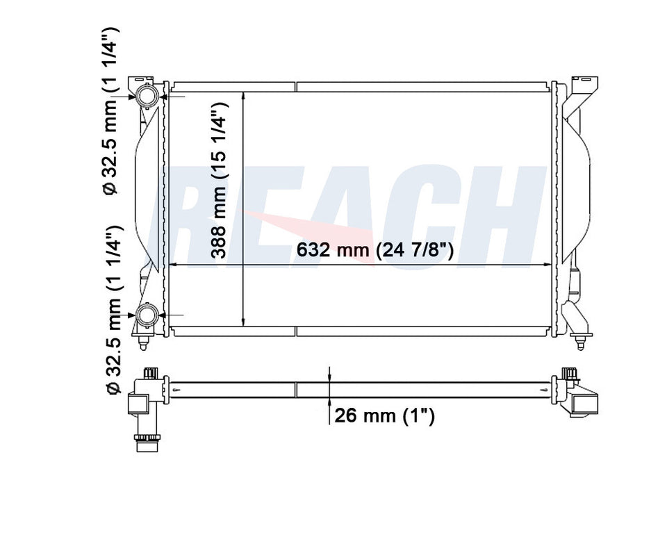 2006 AUDI A4 2.0 L RADIATOR REA41-2557A