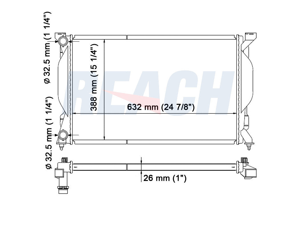 2006 AUDI A4 2.0 L RADIATOR REA41-2557A