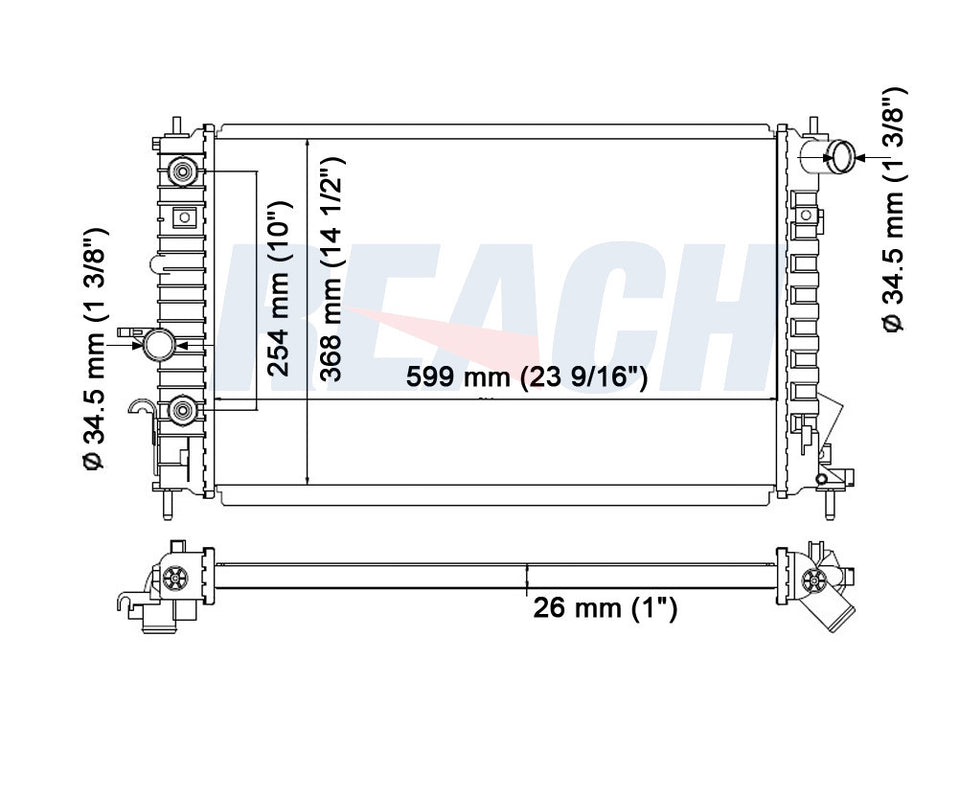 2001 SATURN LW200 2.2 L RADIATOR REA41-2605A
