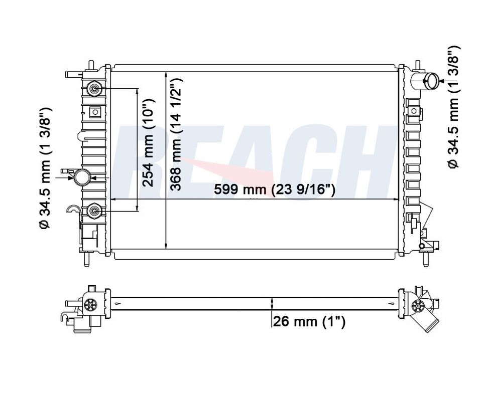 2000 SATURN LS1 2.2 L RADIATOR REA41-2607A