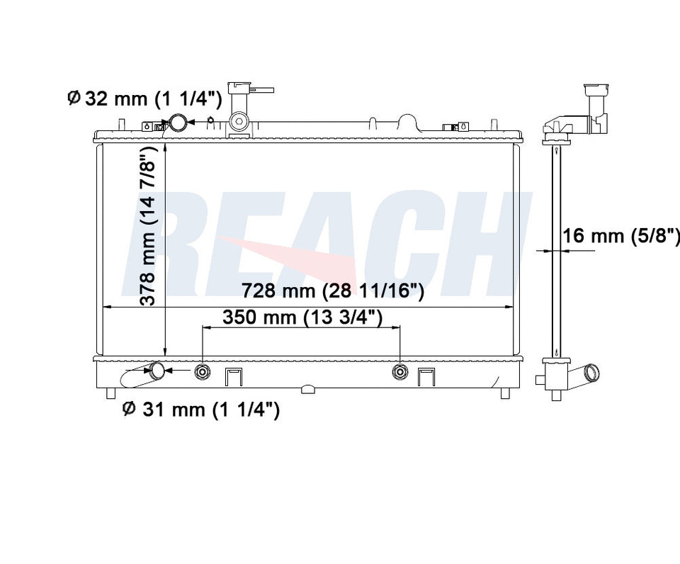 2004 MAZDA 6 2.3 L RADIATOR REA41-2673A