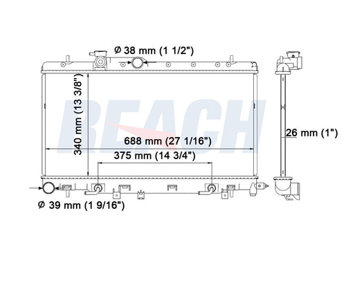 2004 SUBARU IMPREZA 2.5 L RADIATOR REA41-2703A