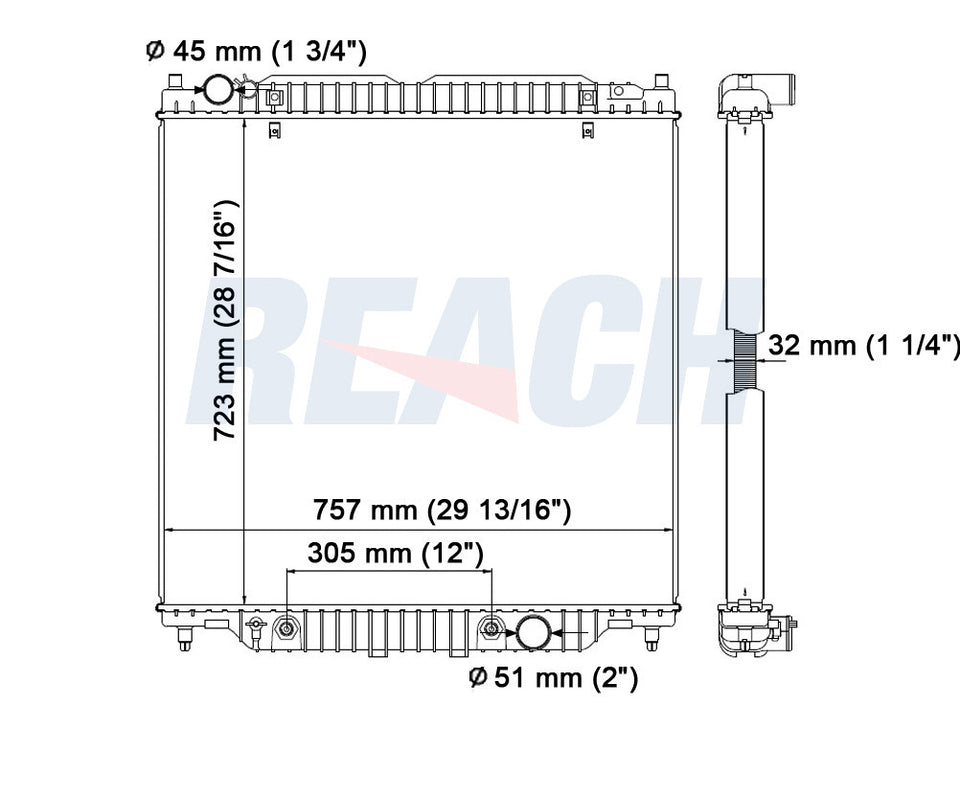 2004 FORD EXCURSION 6.0 L RADIATOR REA41-2741A