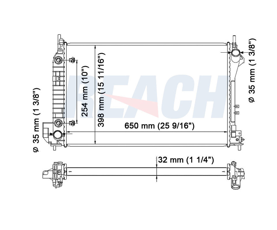 2011 SAAB 9-3 2.0 L RADIATOR REA41-2810A