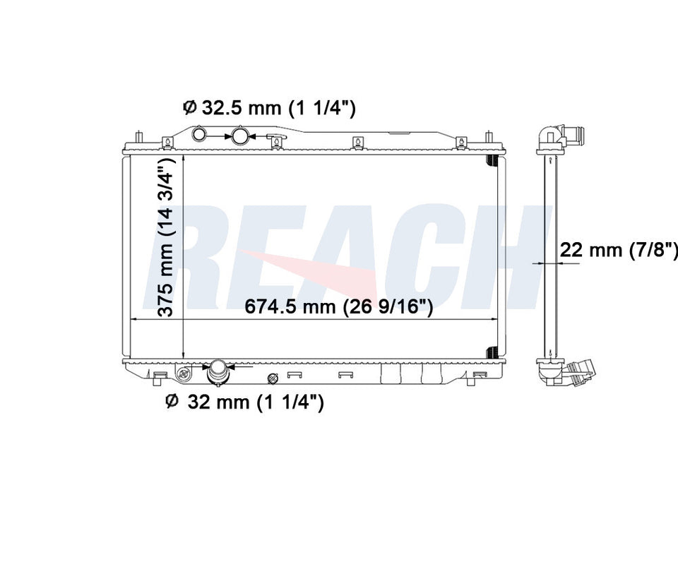 2008 ACURA CSX 2.0 L RADIATOR REA41-2922A