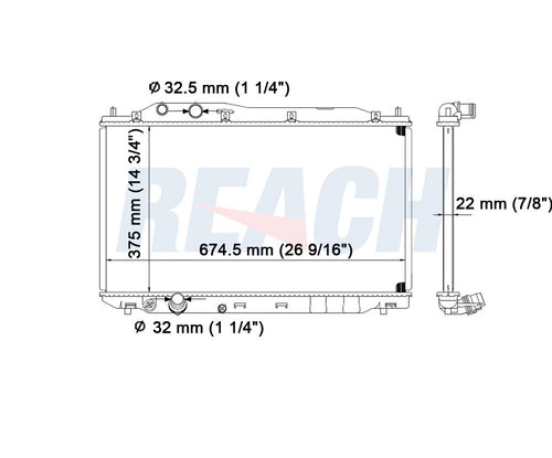 2007 ACURA CSX 2.0 L RADIATOR REA41-2922A