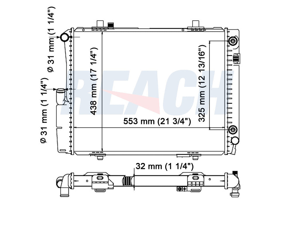 1991 MERCEDES-BENZ 190E 2.6 L RADIATOR REA41-470A