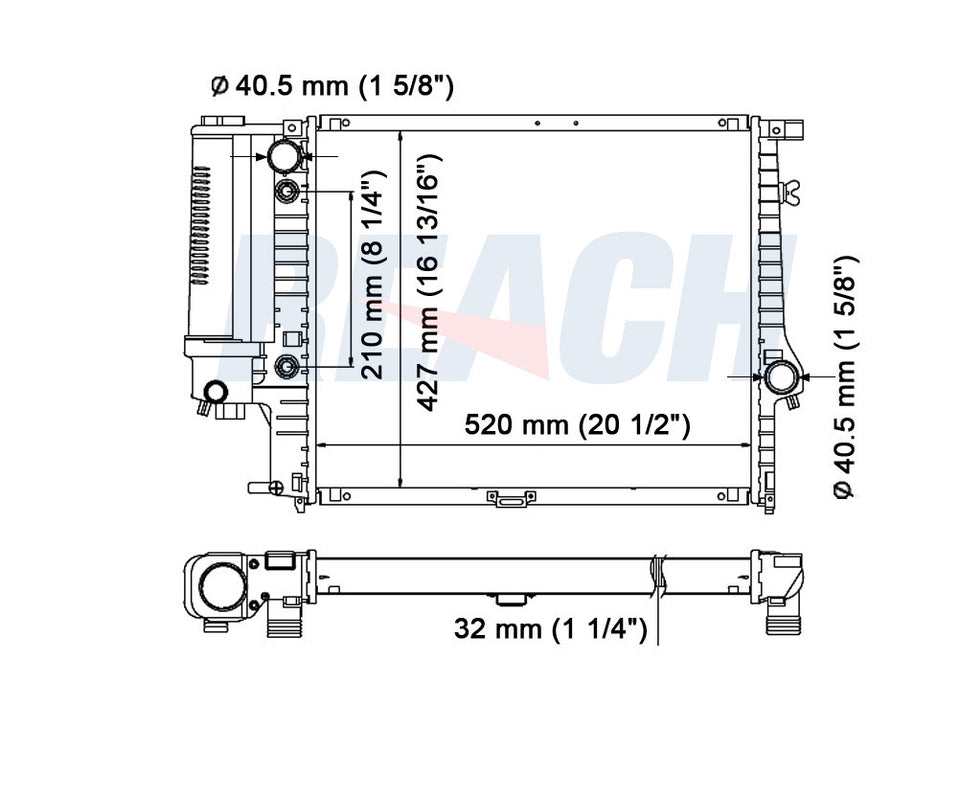 1992 BMW 525I 2.5 L RADIATOR REA41-979A