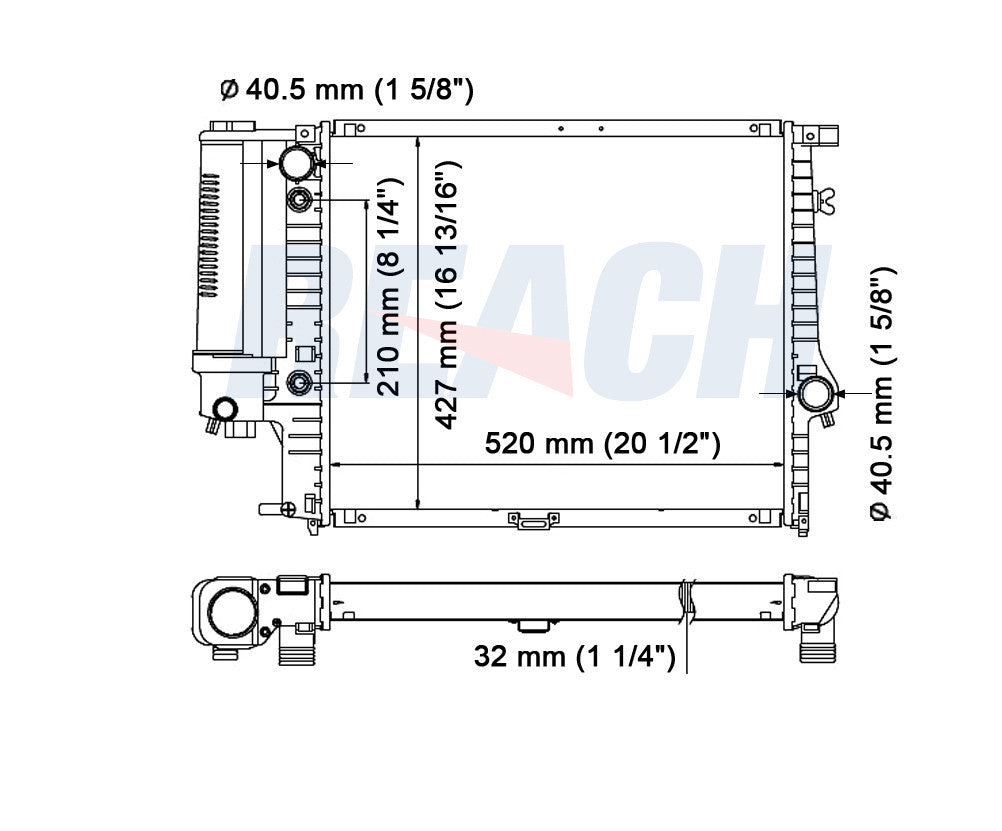 1992 BMW 525I 2.5 L RADIATOR REA41-979A