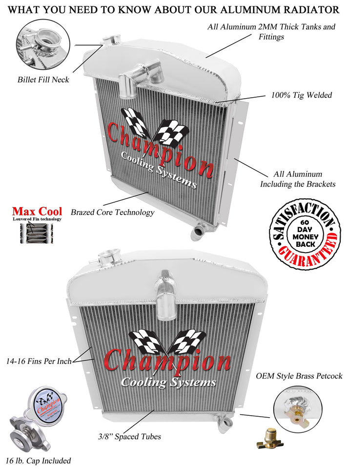 1948 PLYMOUTH P15 DELUXE 3.6 L RADIATOR CC4749