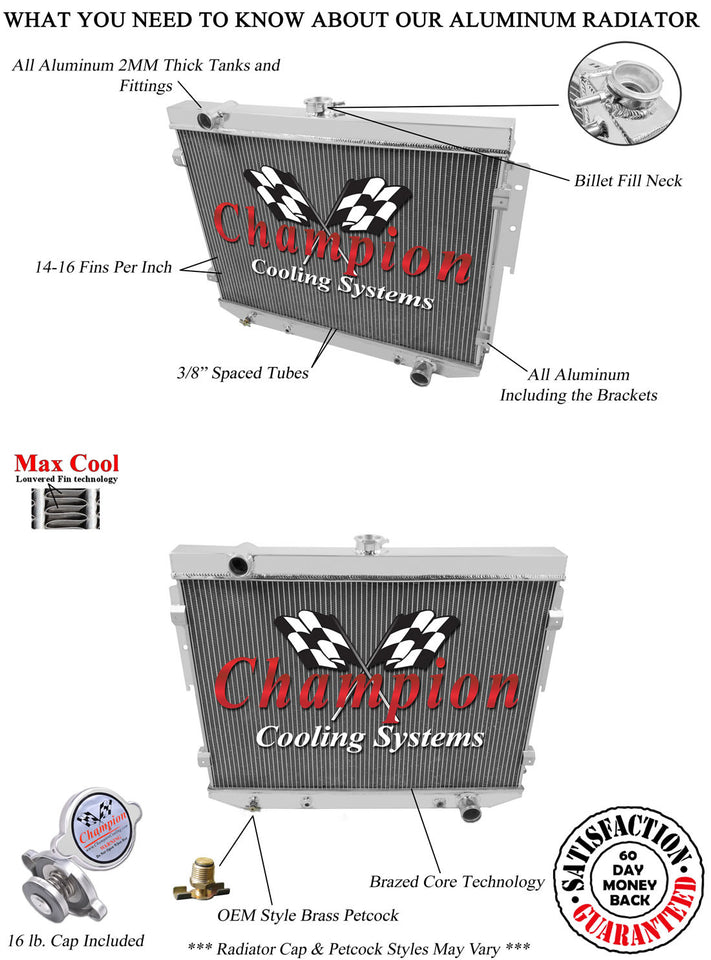 1974 PLYMOUTH SATELLITE 5.2 L RADIATOR CC504