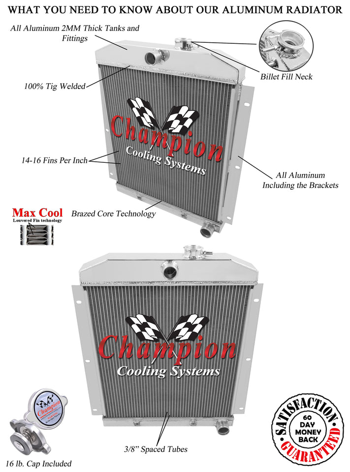 1951 CHEVROLET TRUCK 3.8 L RADIATOR CHACC5100B-BLK
