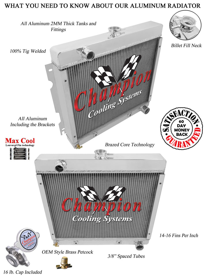 1972 PLYMOUTH VALIANT 5.9 L RADIATOR MC526
