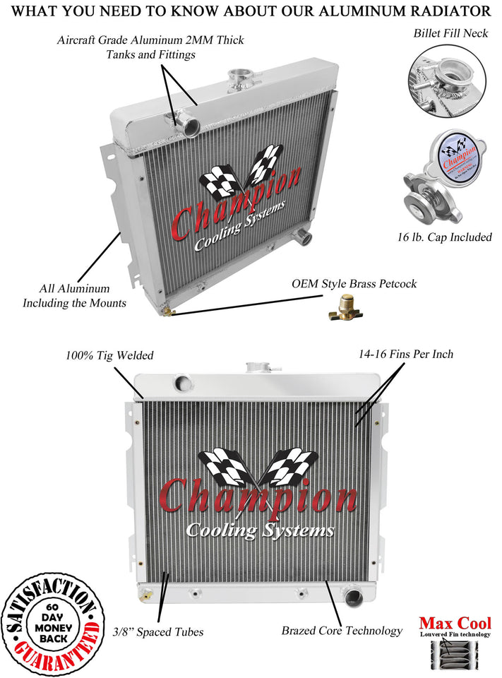 1970 DODGE DART 5.2 L RADIATOR CHACC526B