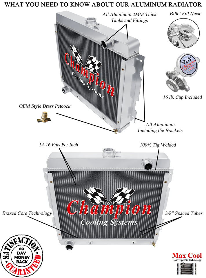 1971 PLYMOUTH VALIANT 5.9 L RADIATOR CHACC7072B
